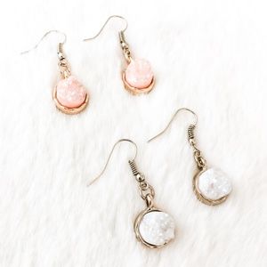 New! Genuine Stone Gold Tone Earrings